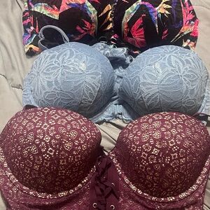 Victoria's Secret Lace Bra Set - Blue, Burgundy, Multicolor